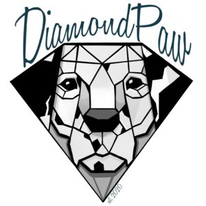 DiamondPaw Logo – Handmade-Shop für Hunde-, Pferde- und Menschen-Accessoires. Handarbeit mit Liebe aus Biothane, Fettleder, Paracord und Stoff.